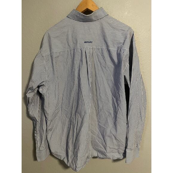 Ariat Pro Series Shirt Mens XL Blue White Striped Button Down Western Workwear - Picture 2 of 7